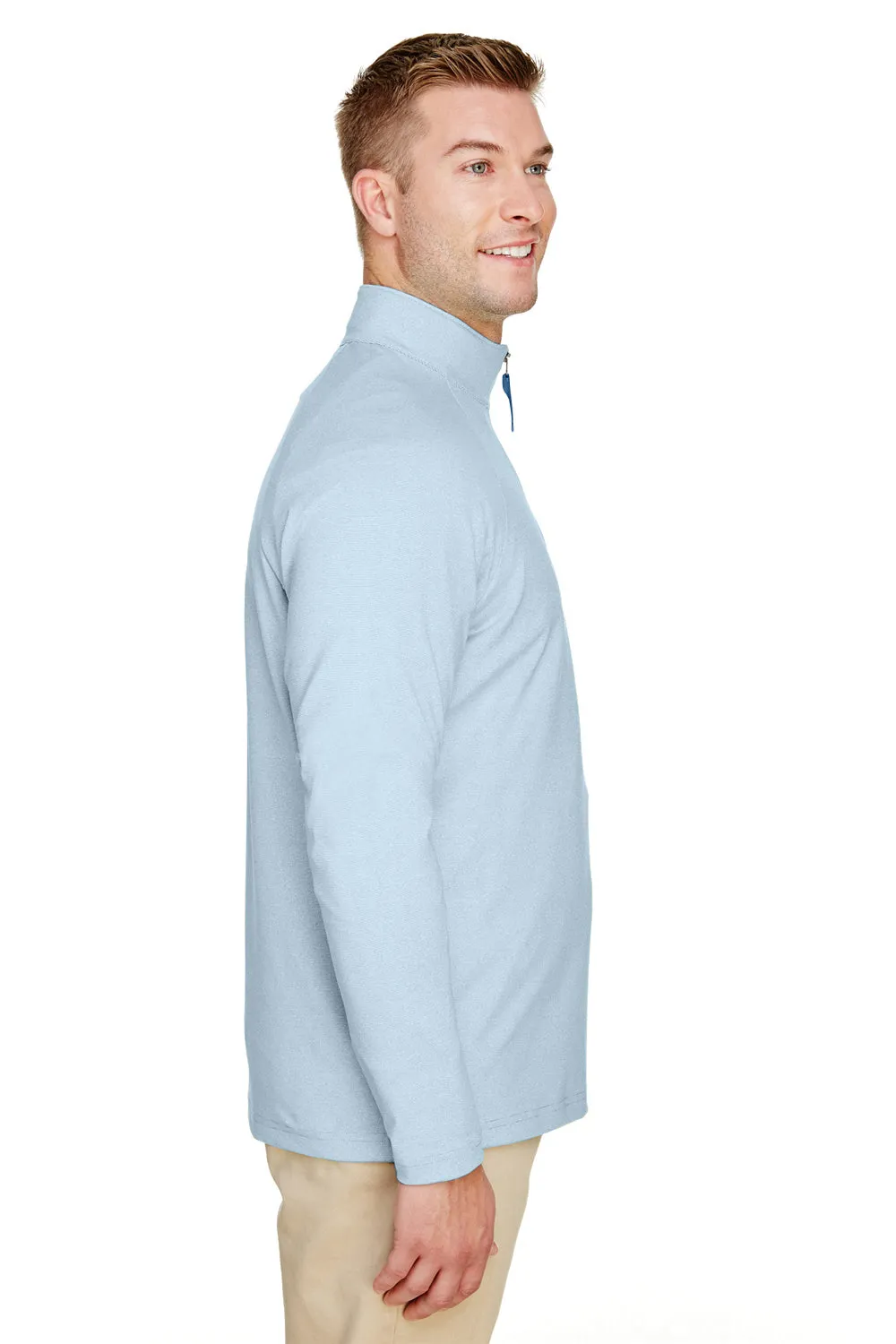 Devon & Jones Mens CrownLux Clubhouse Performance Moisture Wicking 1/4 Zip Sweatshirt - Ocean Blue