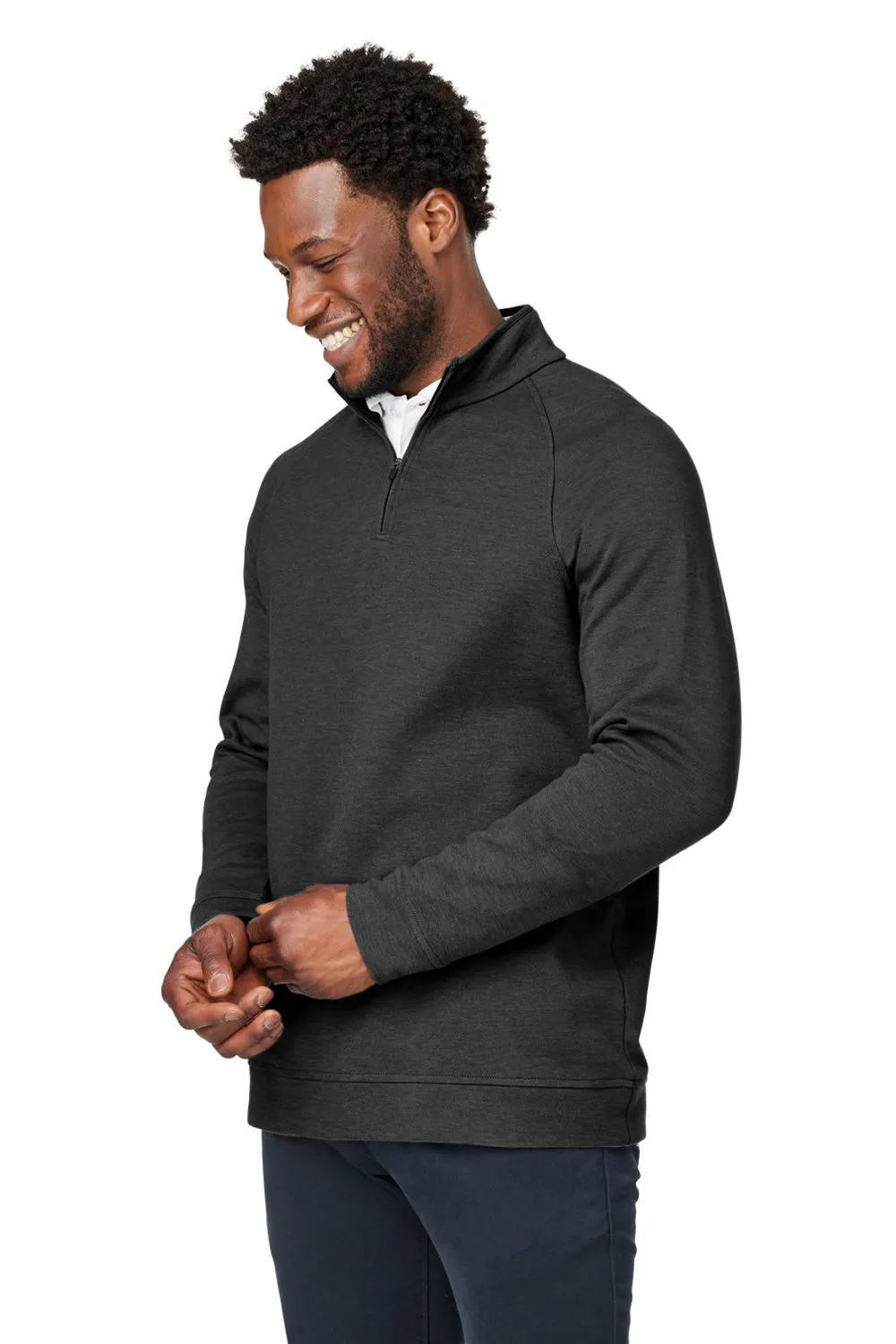 Devon & Jones Mens New Classics Charleston 1/4 Zip Sweatshirt - Black Melange
