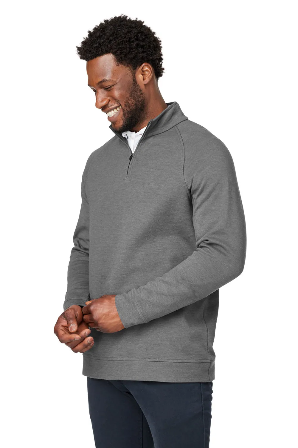 Devon & Jones Mens New Classics Charleston 1/4 Zip Sweatshirt - Graphite Grey Melange