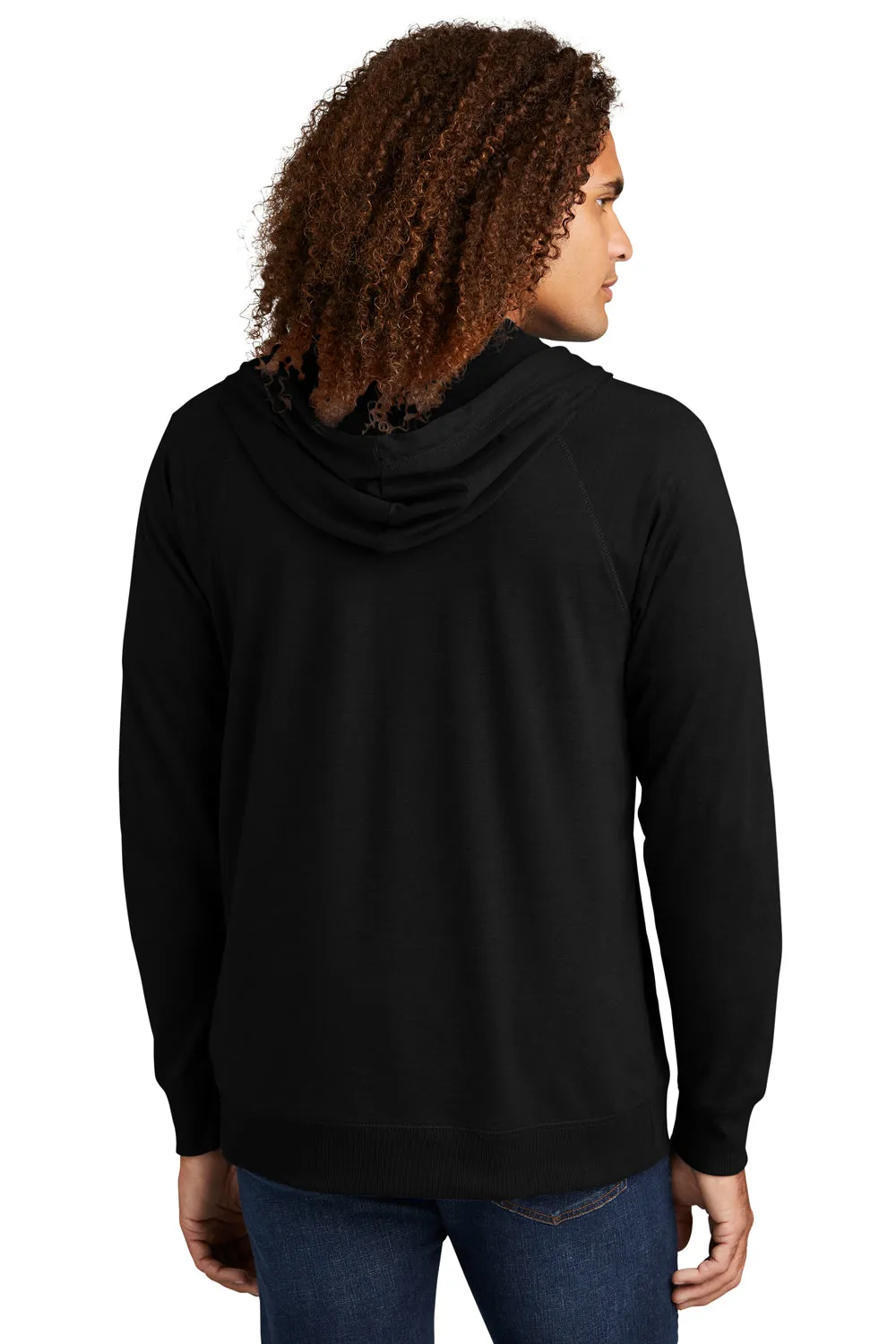 District Mens French Terry Full Zip Hooded Sweatshirt Hoodie w/ Pockets - Black