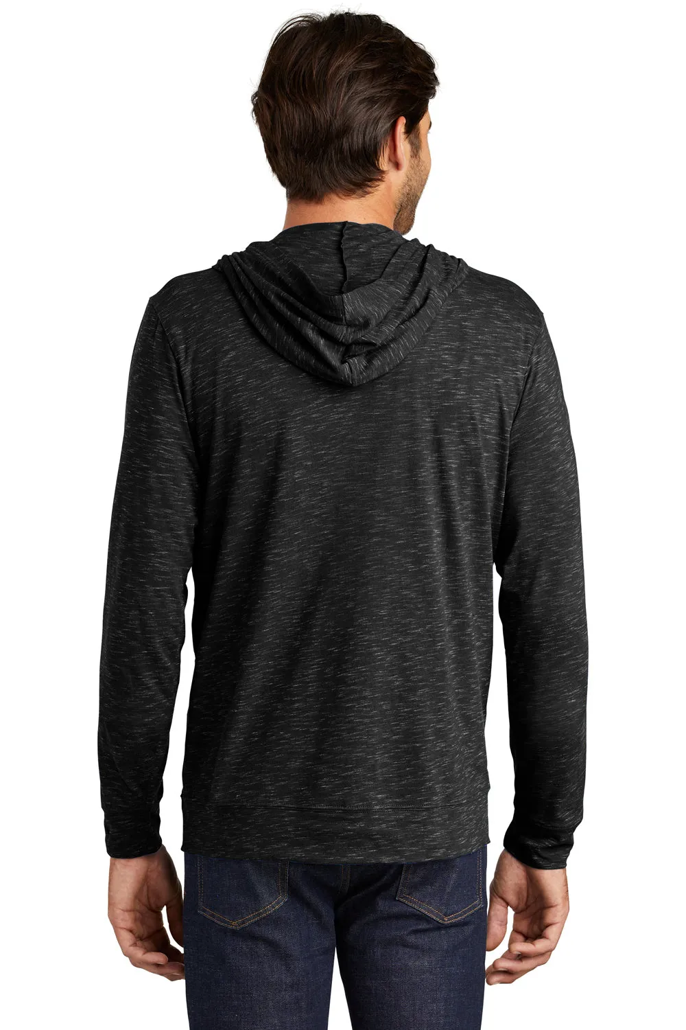 District Mens Medal Full Zip Hooded Sweatshirt Hoodie w/ Pockets - Black