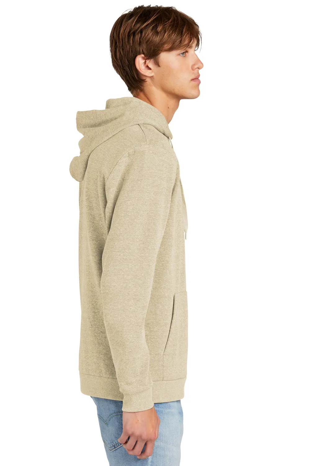District Mens Perfect Tri Fleece Hooded Sweatshirt Hoodie w/ Pouch Pocket - Heather Desert Tan