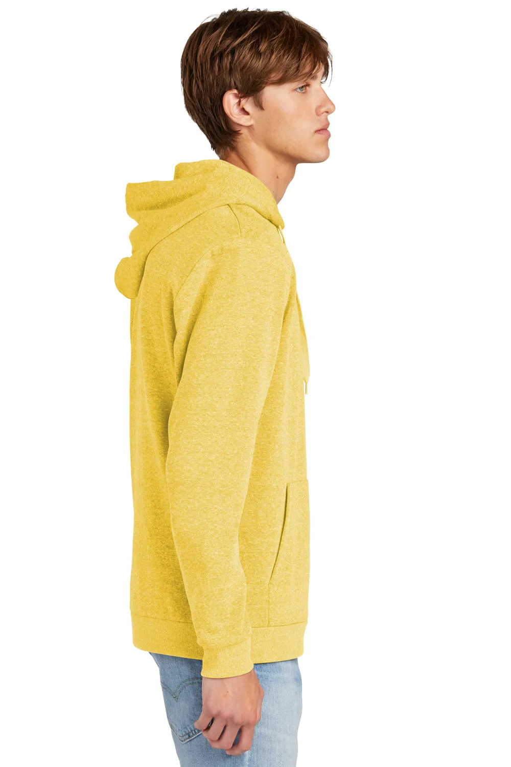 District Mens Perfect Tri Fleece Hooded Sweatshirt Hoodie w/ Pouch Pocket - Heather Ochre Yellow