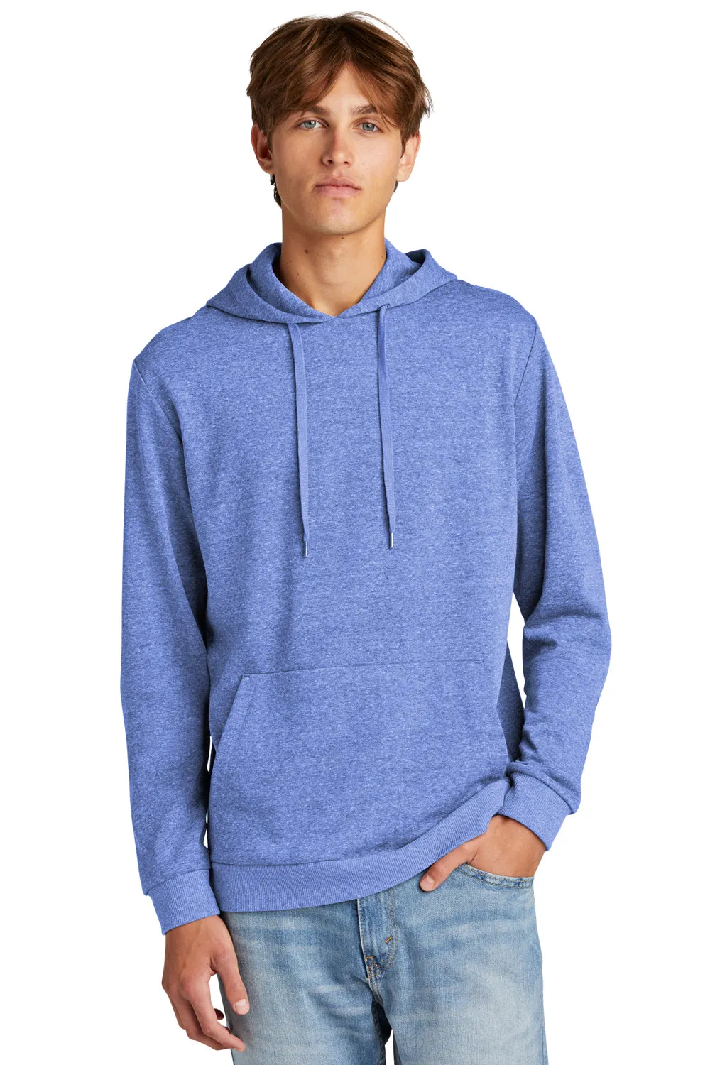District Mens Perfect Tri Fleece Hooded Sweatshirt Hoodie w/ Pouch Pocket - Royal Blue Frost