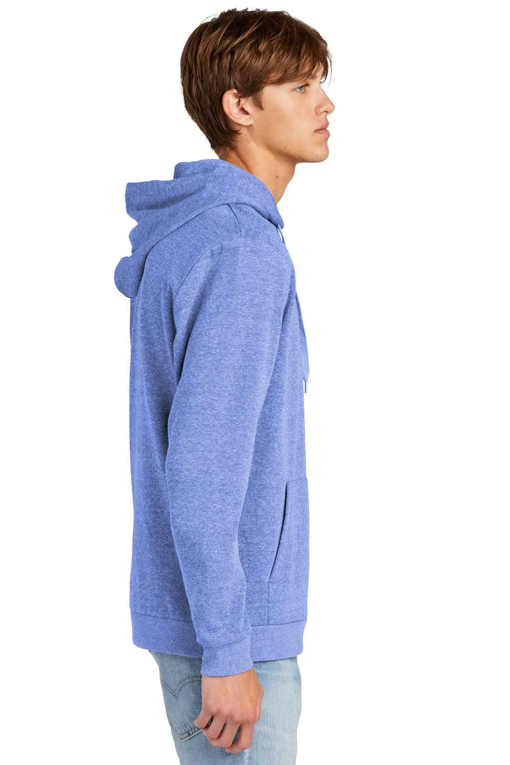 District Mens Perfect Tri Fleece Hooded Sweatshirt Hoodie w/ Pouch Pocket - Royal Blue Frost