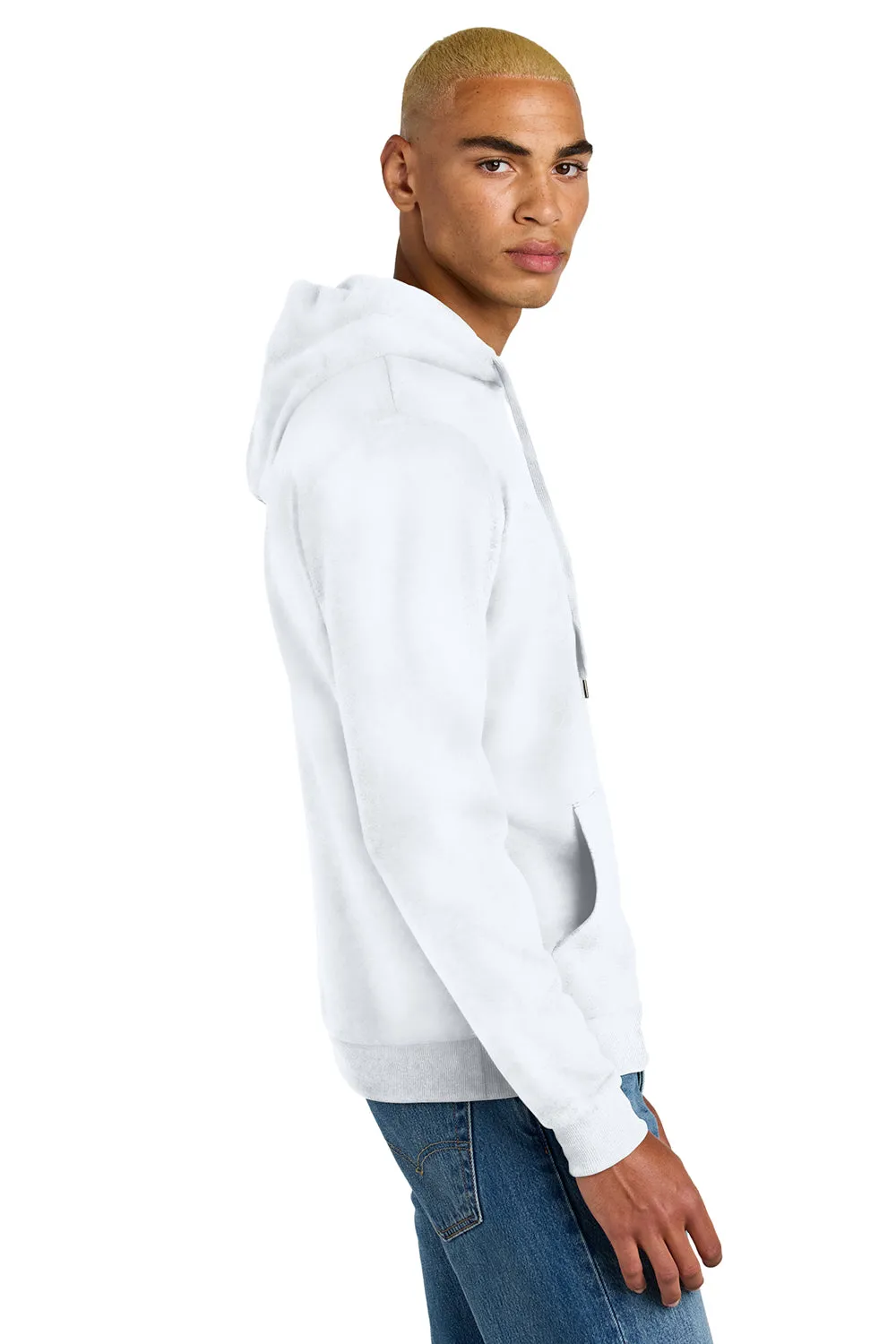 District Mens Perfect Tri Fleece Hooded Sweatshirt Hoodie w/ Pouch Pocket - White