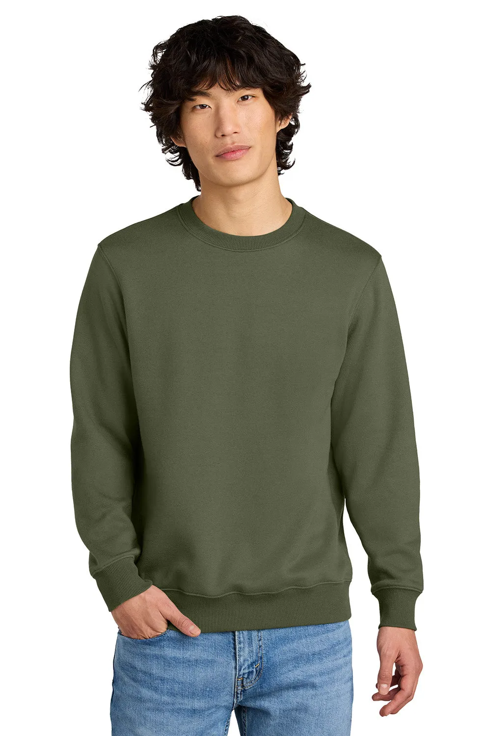District Mens Perfect Weight Fleece Crewneck Sweatshirt - Military Green