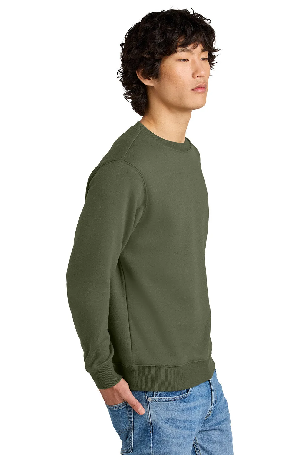 District Mens Perfect Weight Fleece Crewneck Sweatshirt - Military Green