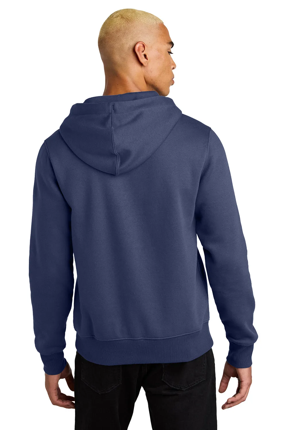 District Mens Perfect Weight Fleece Hooded Sweatshirt Hoodie w/ Pouch Pocket - Tanzanite Blue