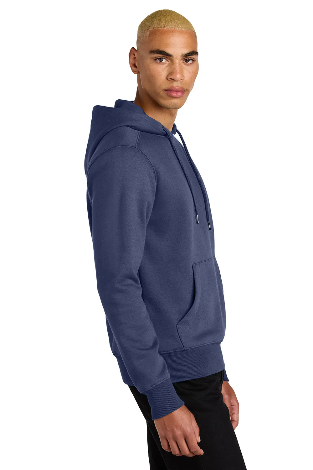 District Mens Perfect Weight Fleece Hooded Sweatshirt Hoodie w/ Pouch Pocket - Tanzanite Blue