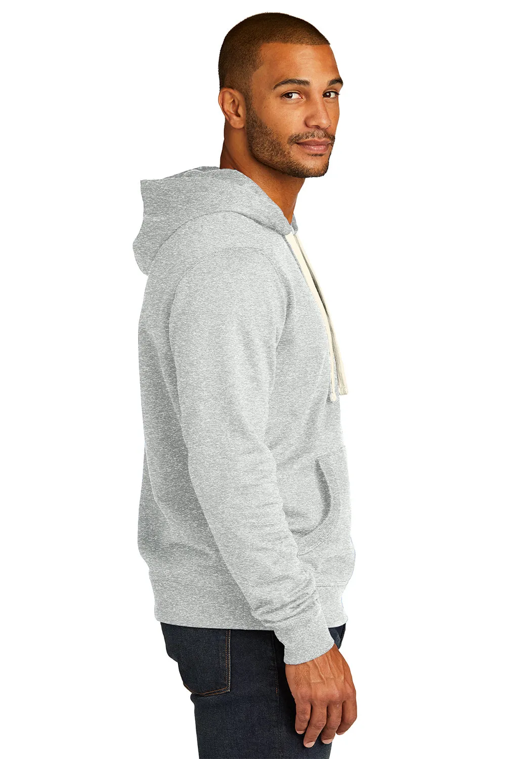 District Mens Re-Fleece Hooded Sweatshirt Hoodie w/ Pouch Pocket - Ash Grey
