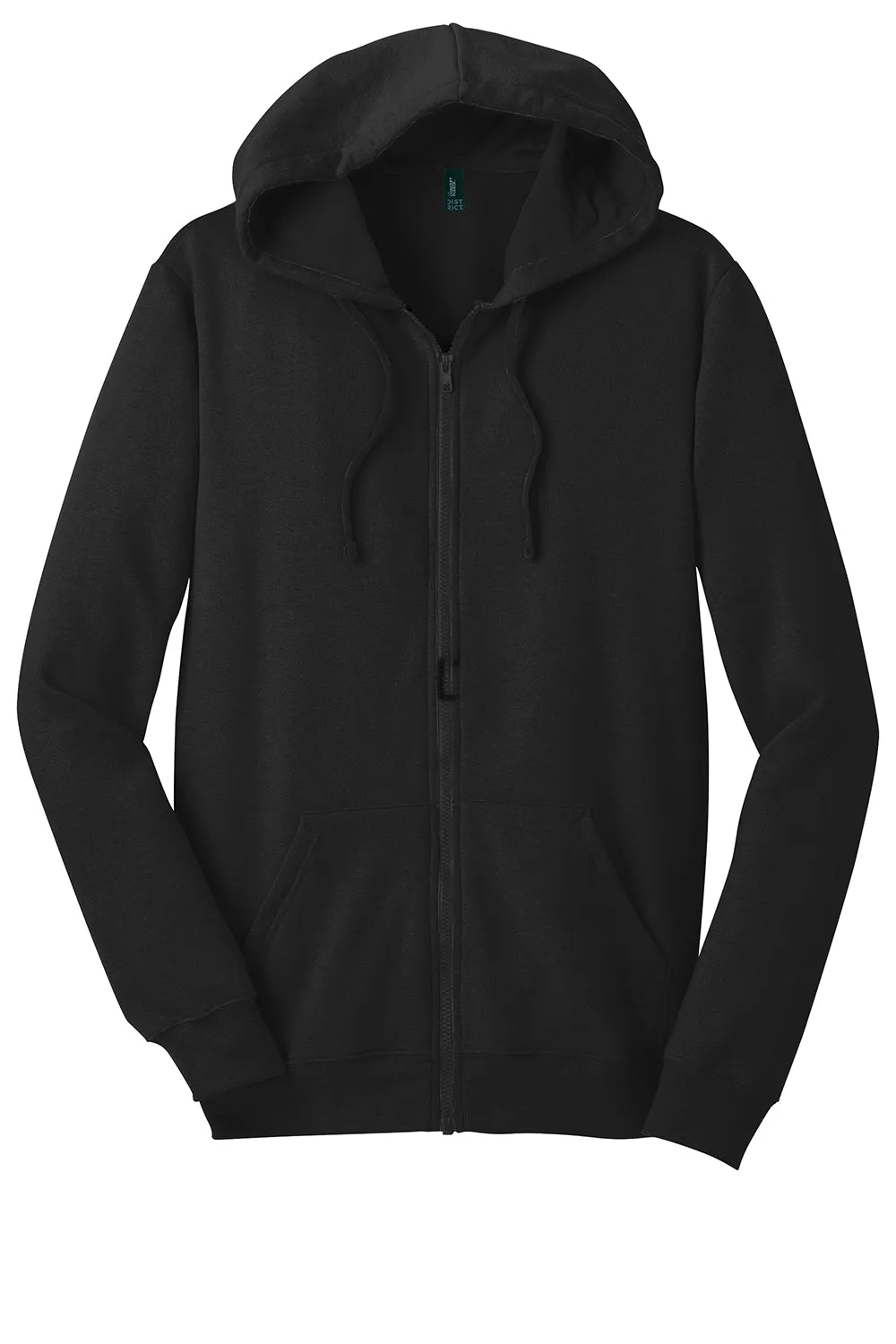 District Mens The Concert Fleece Full Zip Hooded Sweatshirt Hoodie w/ Pockets - Black