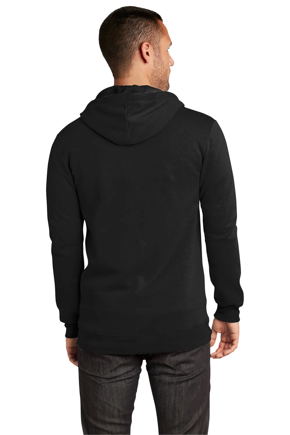 District Mens The Concert Fleece Full Zip Hooded Sweatshirt Hoodie w/ Pockets - Black