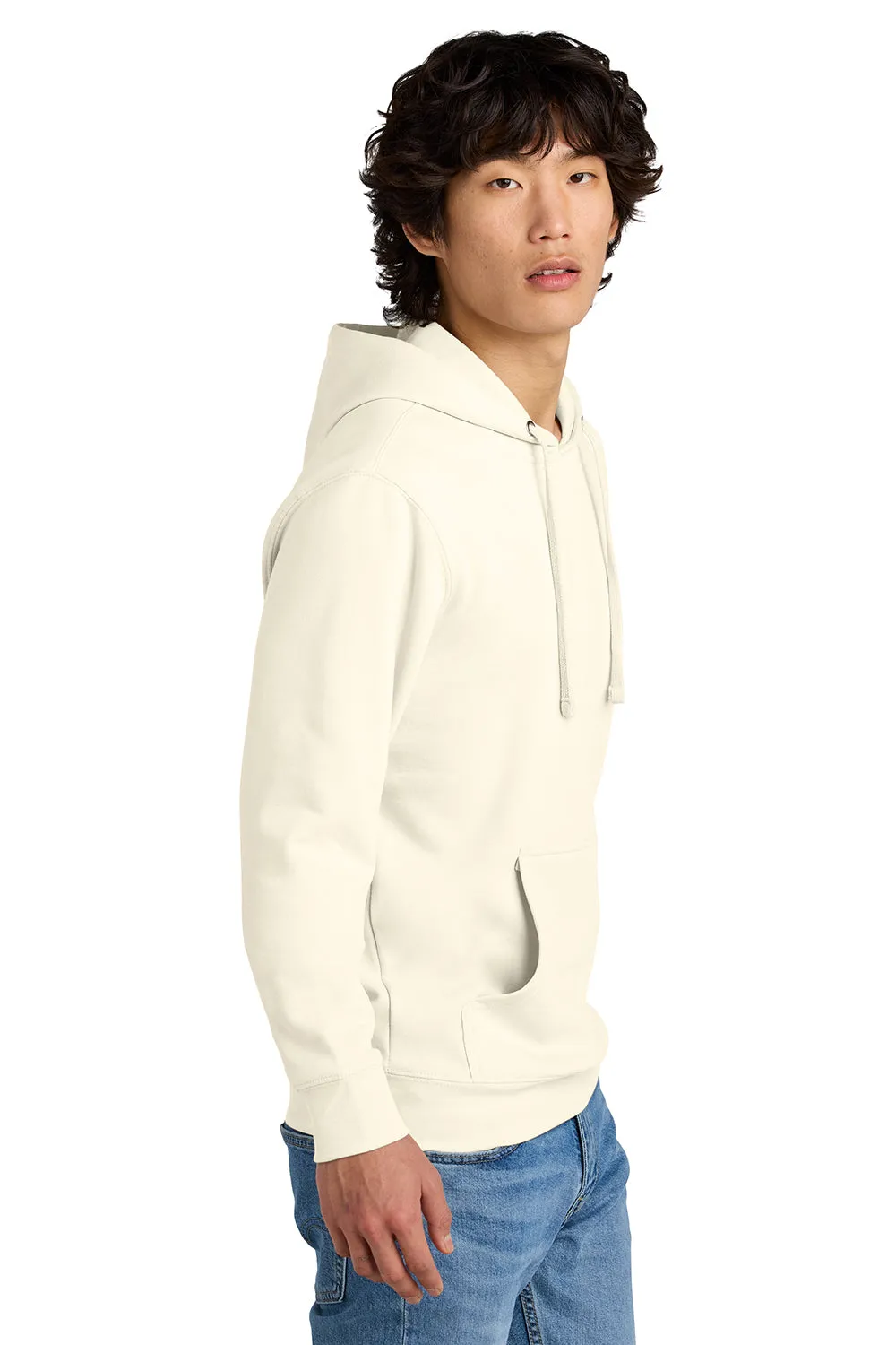 District Mens Very Important Fleece Hooded Sweatshirt Hoodie w/ Pouch Pocket - Gardenia
