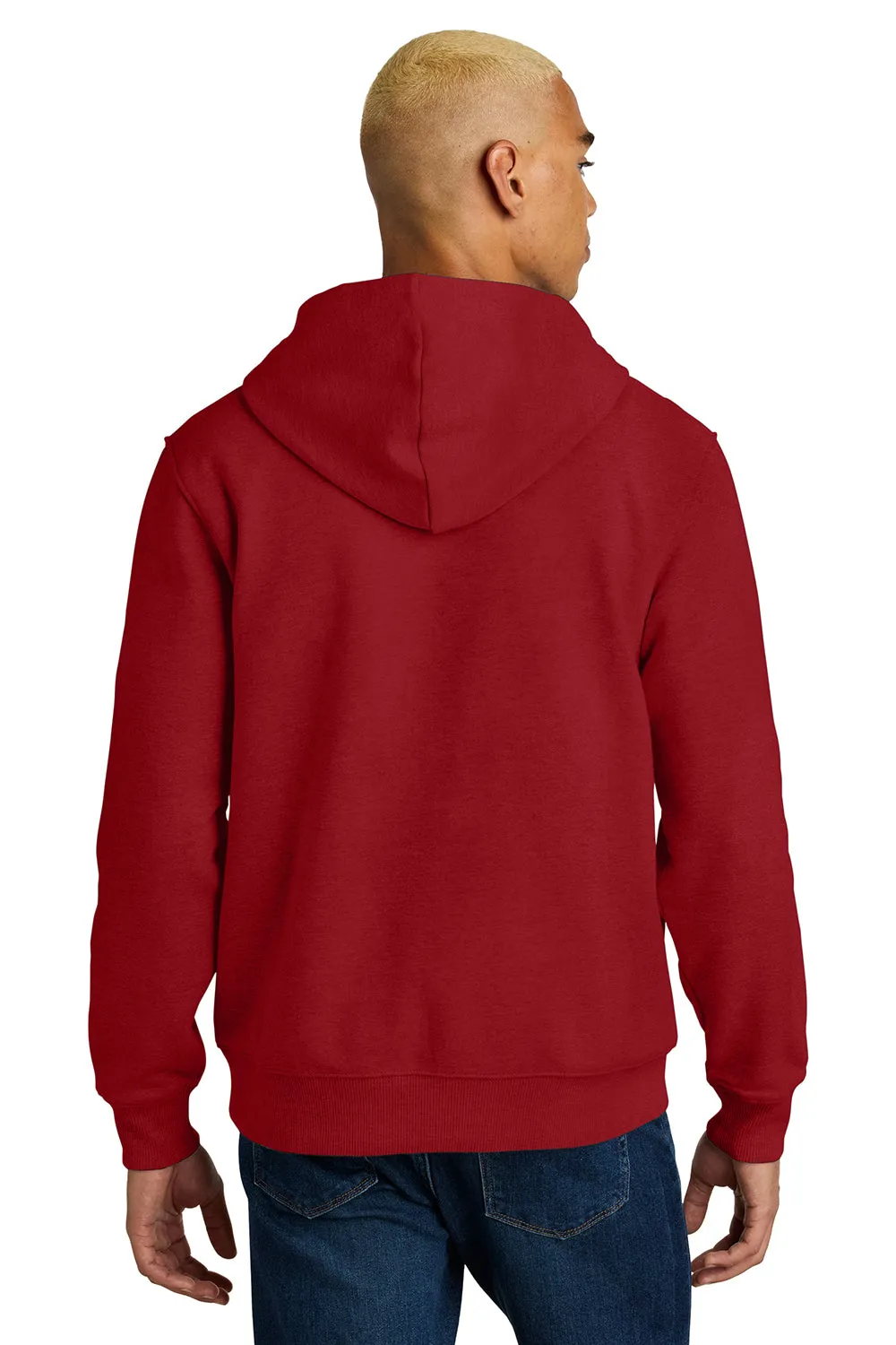 District Mens V.I.T. Heavyweight Fleece Hooded Sweatshirt Hoodie w/ Pouch Pocket - Classic Red