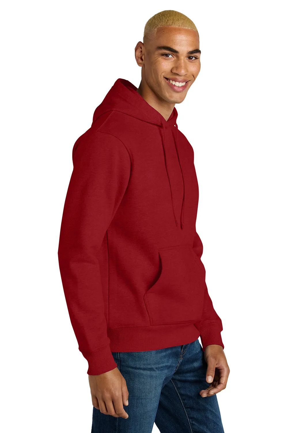 District Mens V.I.T. Heavyweight Fleece Hooded Sweatshirt Hoodie w/ Pouch Pocket - Classic Red