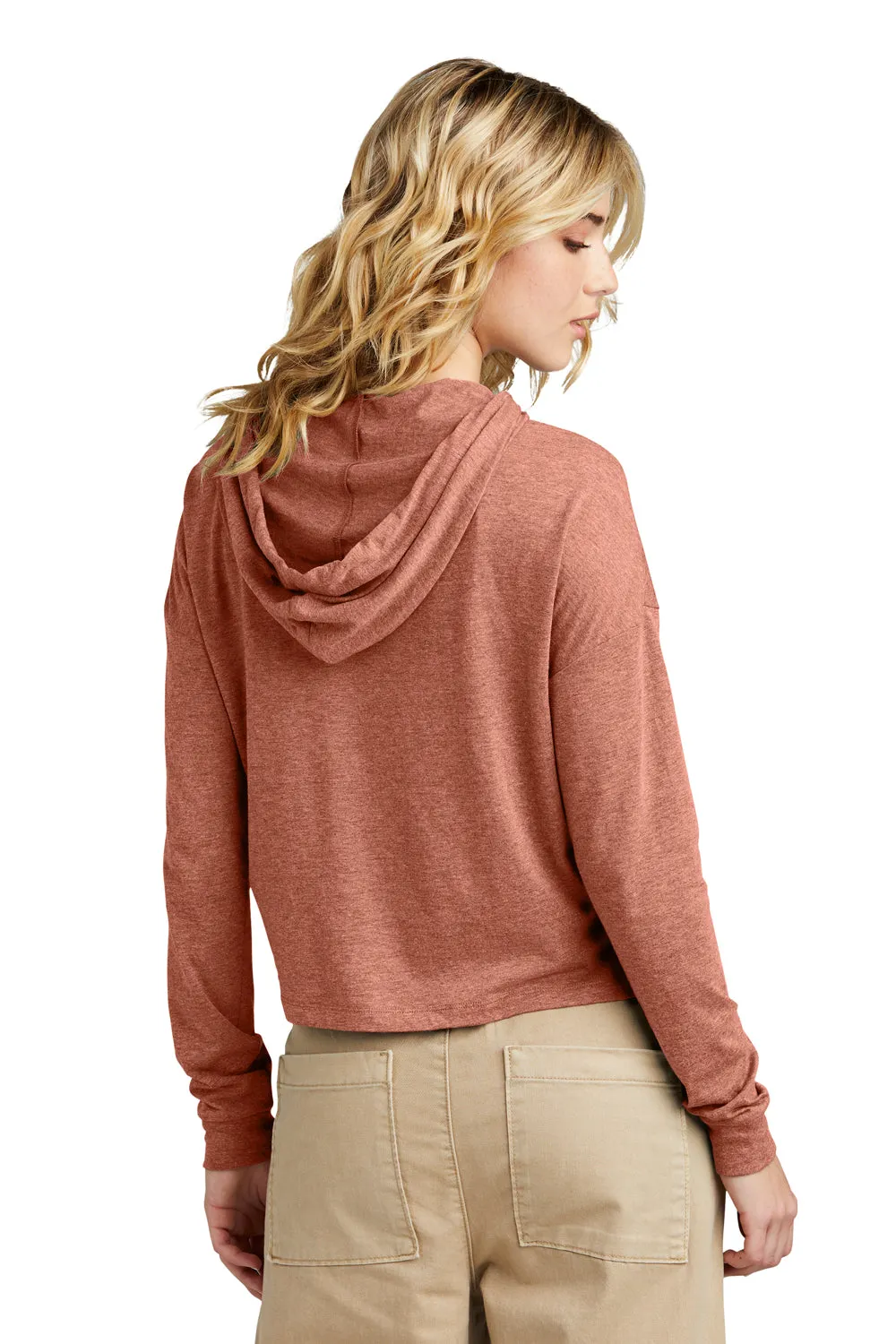District Womens Perfect Tri Midi Hooded Sweatshirt Hoodie - Heather Desert Rose