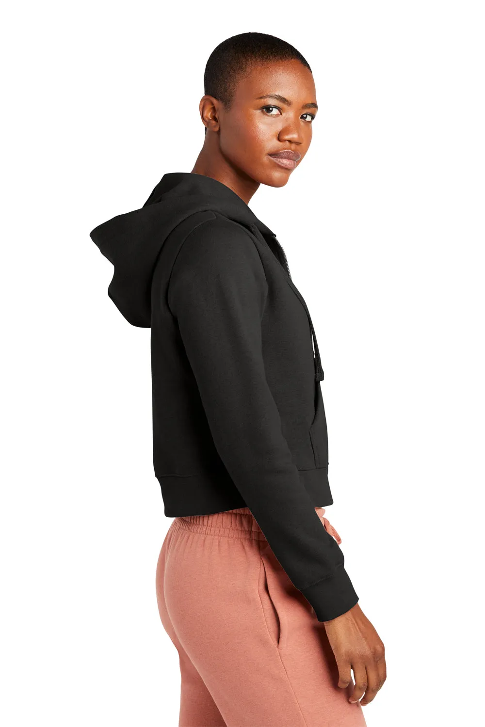 District Womens V.I.T. Fleece Full Zip Hooded Sweatshirt Hoodie w/ Pockets - Black