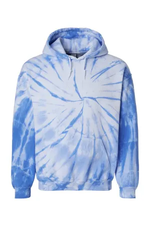 Dyenomite Mens Blended Tie Dyed Hooded Sweatshirt Hoodie w/ Pouch Pocket - Royal Blue