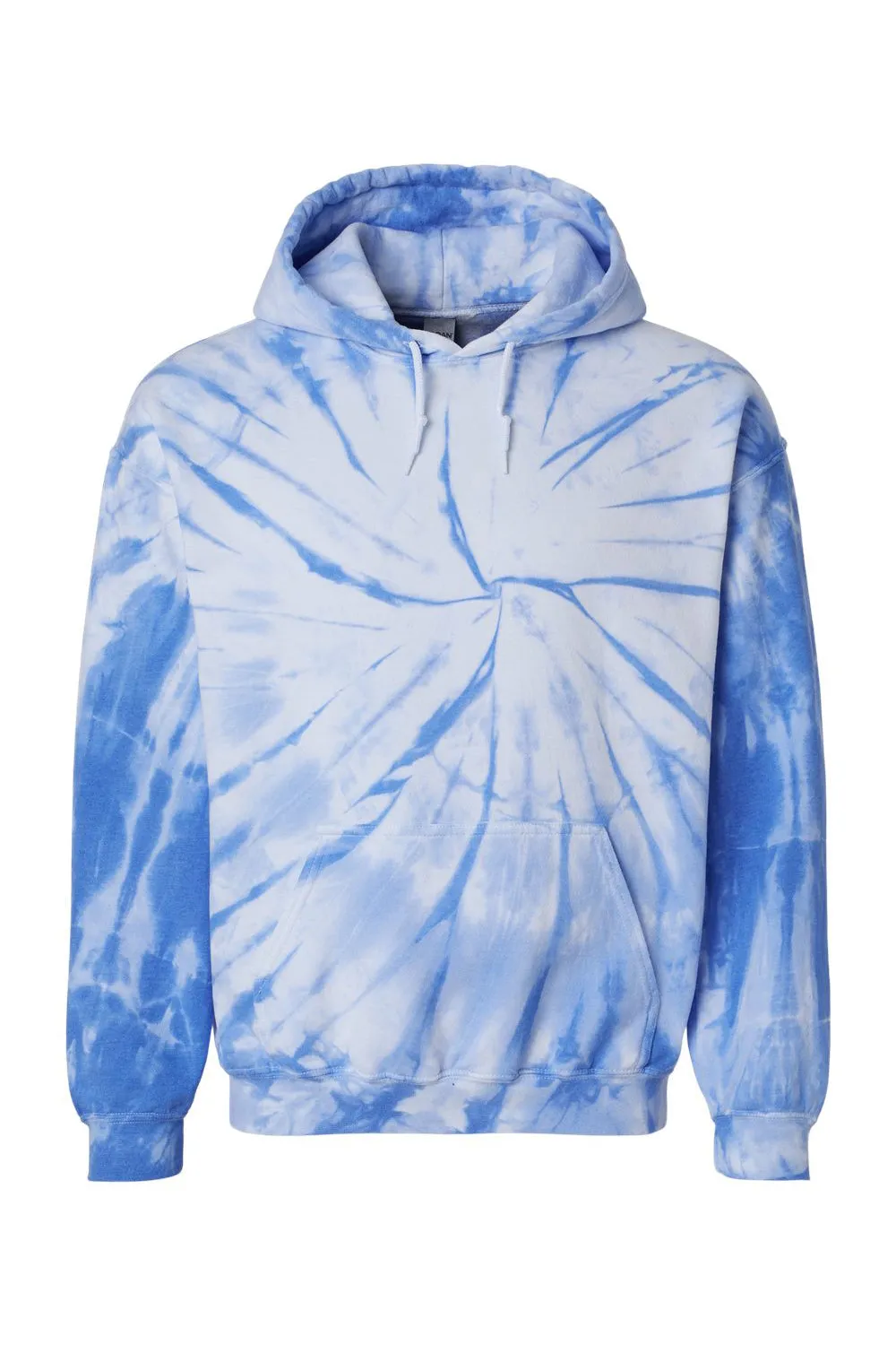 Dyenomite Mens Blended Tie Dyed Hooded Sweatshirt Hoodie w/ Pouch Pocket - Royal Blue
