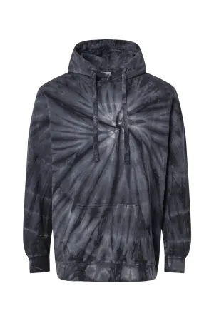 Dyenomite Mens Cyclone Tie Dyed Hooded Sweatshirt Hoodie w/ Pouch Pocket - Black