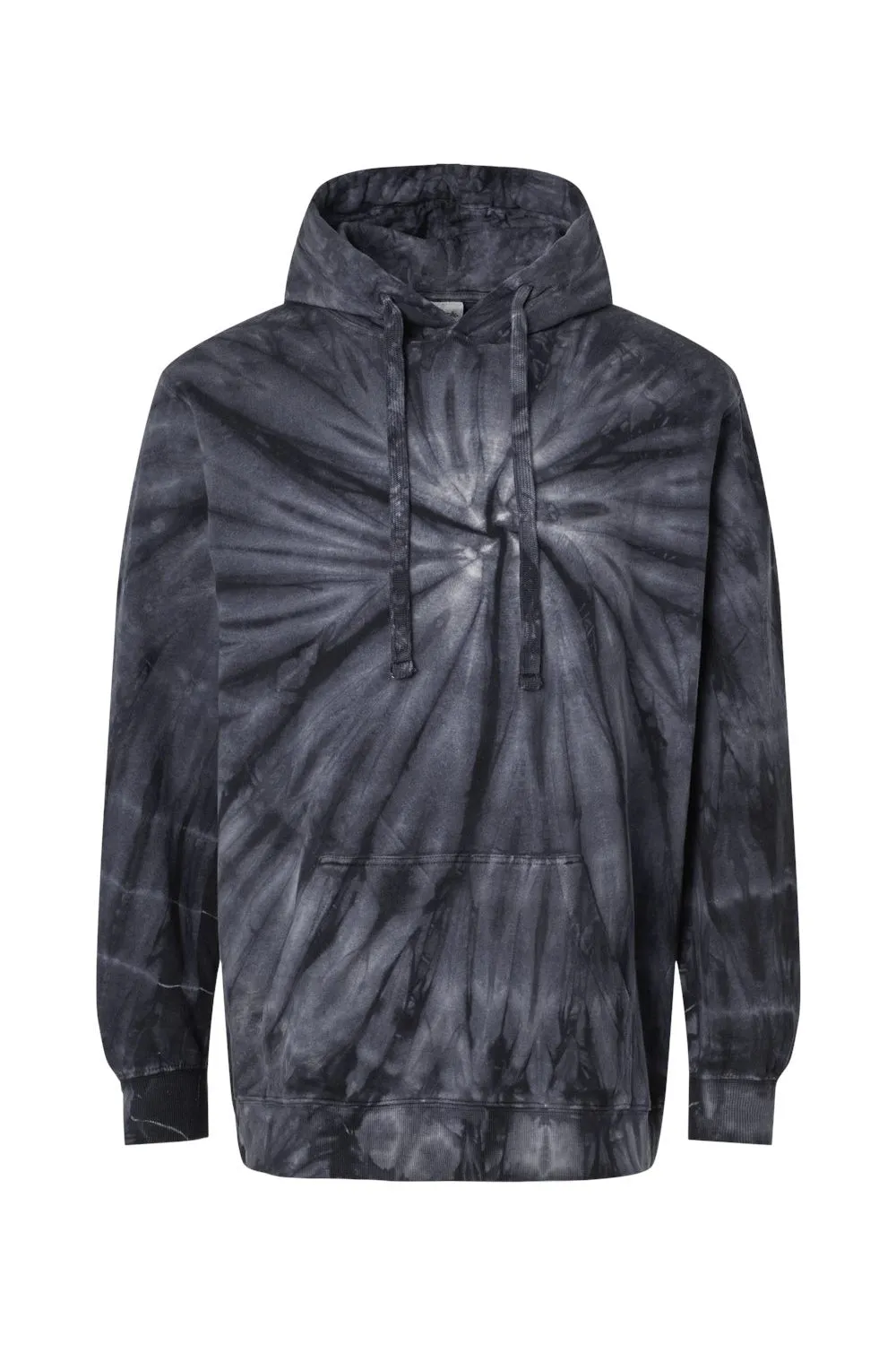Dyenomite Mens Cyclone Tie Dyed Hooded Sweatshirt Hoodie w/ Pouch Pocket - Black