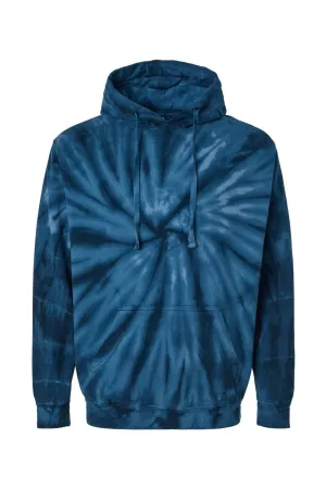 Dyenomite Mens Cyclone Tie Dyed Hooded Sweatshirt Hoodie w/ Pouch Pocket - Navy Blue