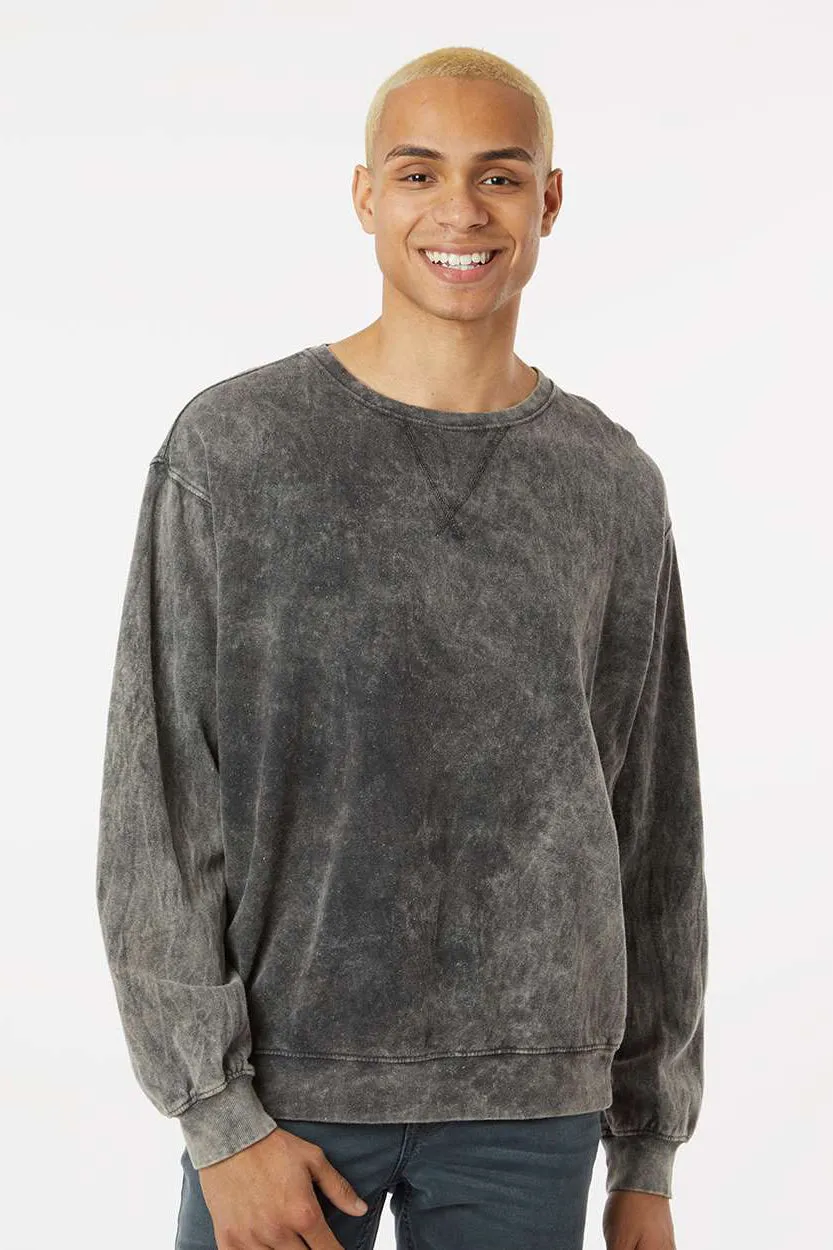 Dyenomite Mens Premium Fleece Mineral Wash Crewneck Sweatshirt - Grey Mineral Wash