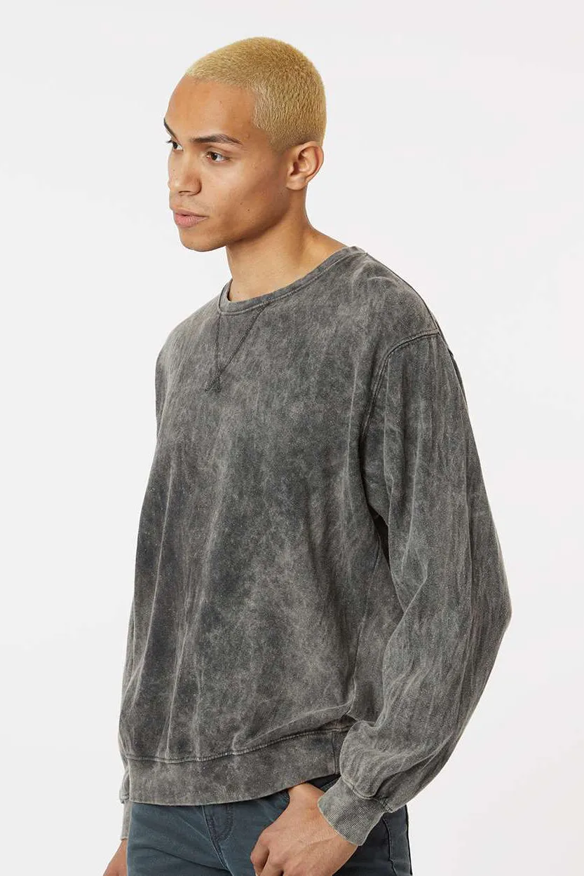 Dyenomite Mens Premium Fleece Mineral Wash Crewneck Sweatshirt - Grey Mineral Wash