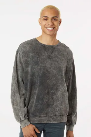 Dyenomite Mens Premium Fleece Mineral Wash Crewneck Sweatshirt - Grey Mineral Wash