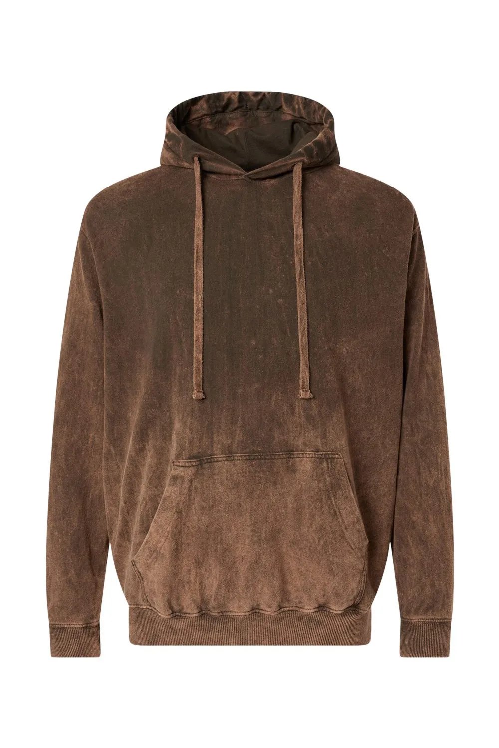 Dyenomite Mens Premium Fleece Mineral Wash Hooded Sweatshirt Hoodie w/ Pouch Pocket - Hounddog Brown