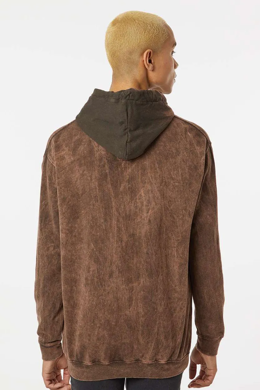 Dyenomite Mens Premium Fleece Mineral Wash Hooded Sweatshirt Hoodie w/ Pouch Pocket - Hounddog Brown