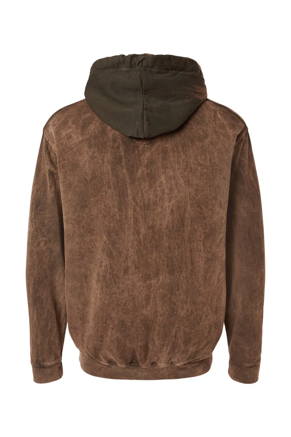 Dyenomite Mens Premium Fleece Mineral Wash Hooded Sweatshirt Hoodie w/ Pouch Pocket - Hounddog Brown