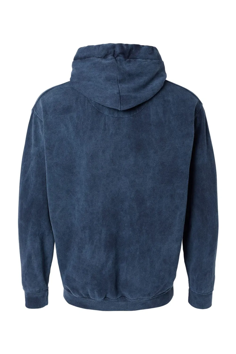 Dyenomite Mens Premium Fleece Mineral Wash Hooded Sweatshirt Hoodie w/ Pouch Pocket - Midnight Blue
