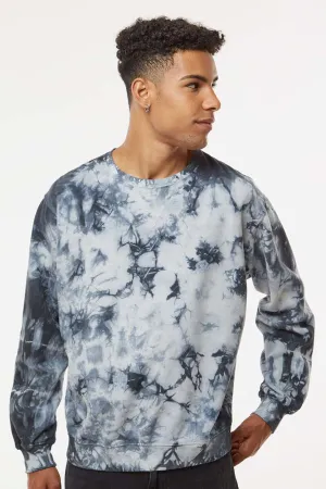 Dyenomite Mens Tie Dyed Crewneck Sweatshirt - Black Crystal