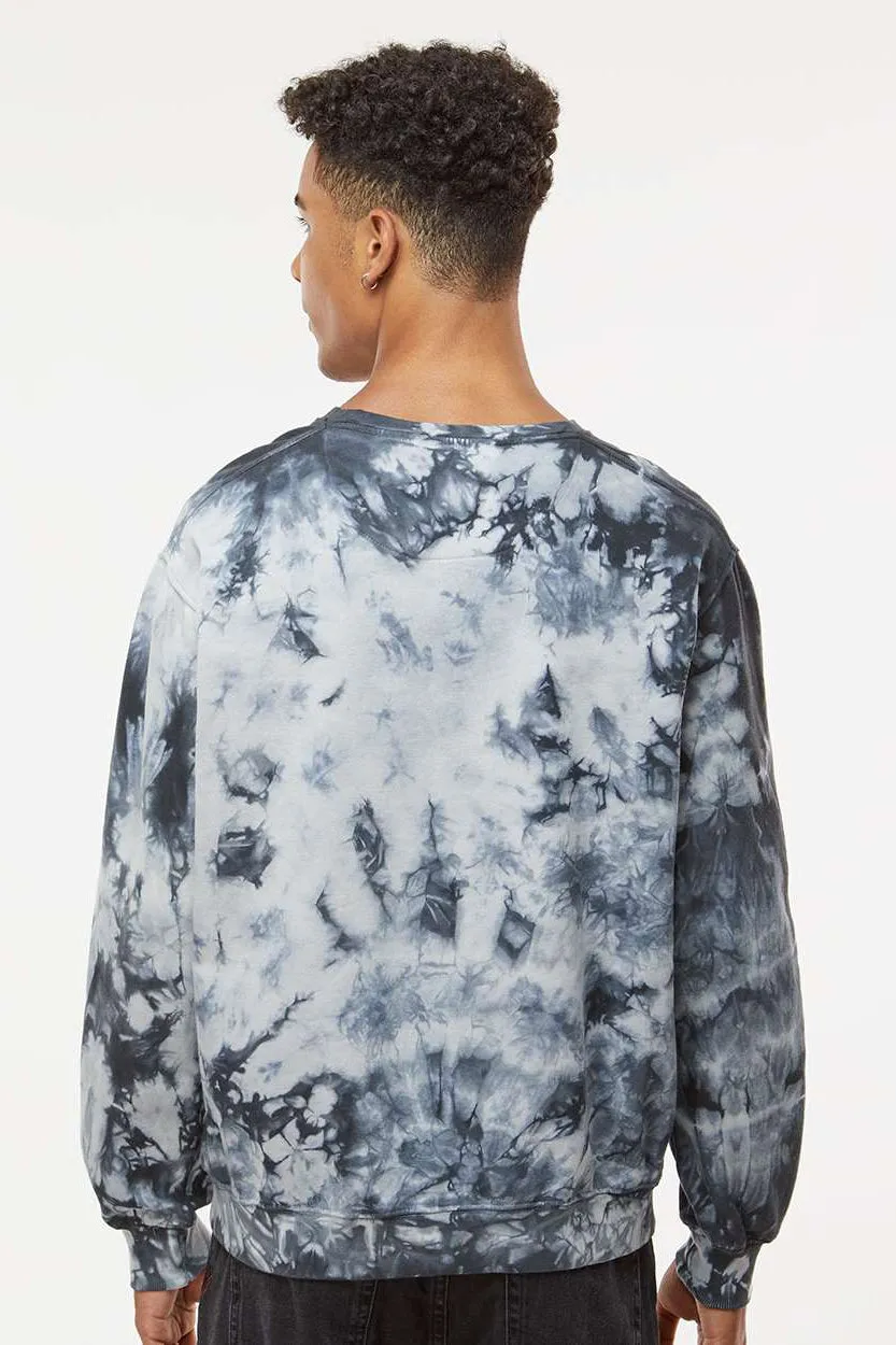 Dyenomite Mens Tie Dyed Crewneck Sweatshirt - Black Crystal