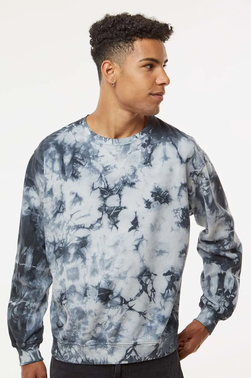 Dyenomite Mens Tie Dyed Crewneck Sweatshirt - Black Crystal