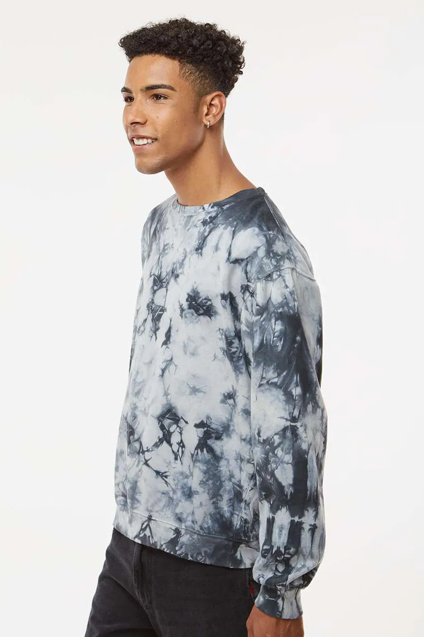 Dyenomite Mens Tie Dyed Crewneck Sweatshirt - Black Crystal