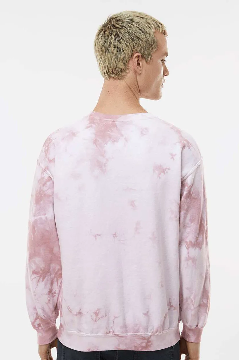 Dyenomite Mens Tie Dyed Crewneck Sweatshirt - Rose Crystal