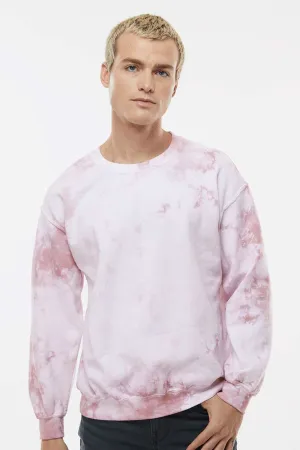 Dyenomite Mens Tie Dyed Crewneck Sweatshirt - Rose Crystal