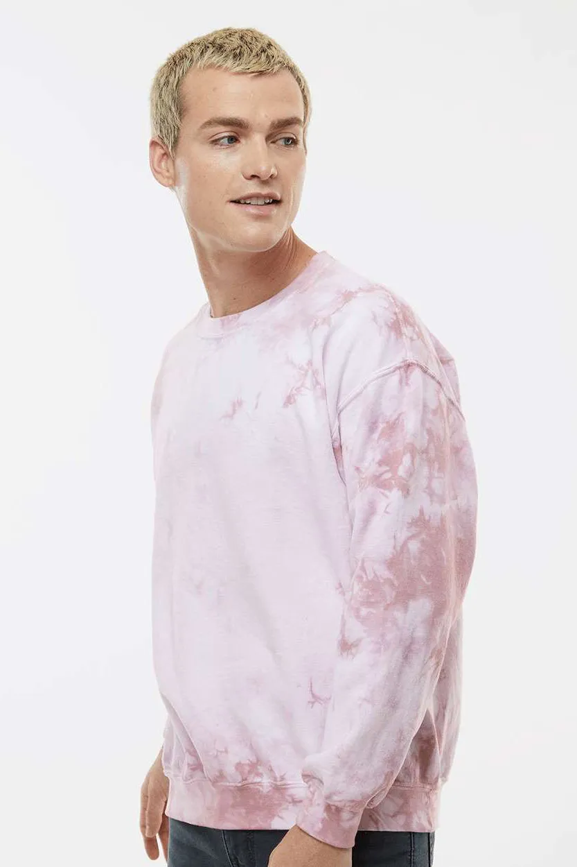 Dyenomite Mens Tie Dyed Crewneck Sweatshirt - Rose Crystal