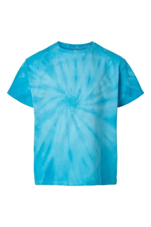Dyenomite Youth Cyclone Pinwheel Tie Dyed Short Sleeve Crewneck T-Shirt - Turquoise