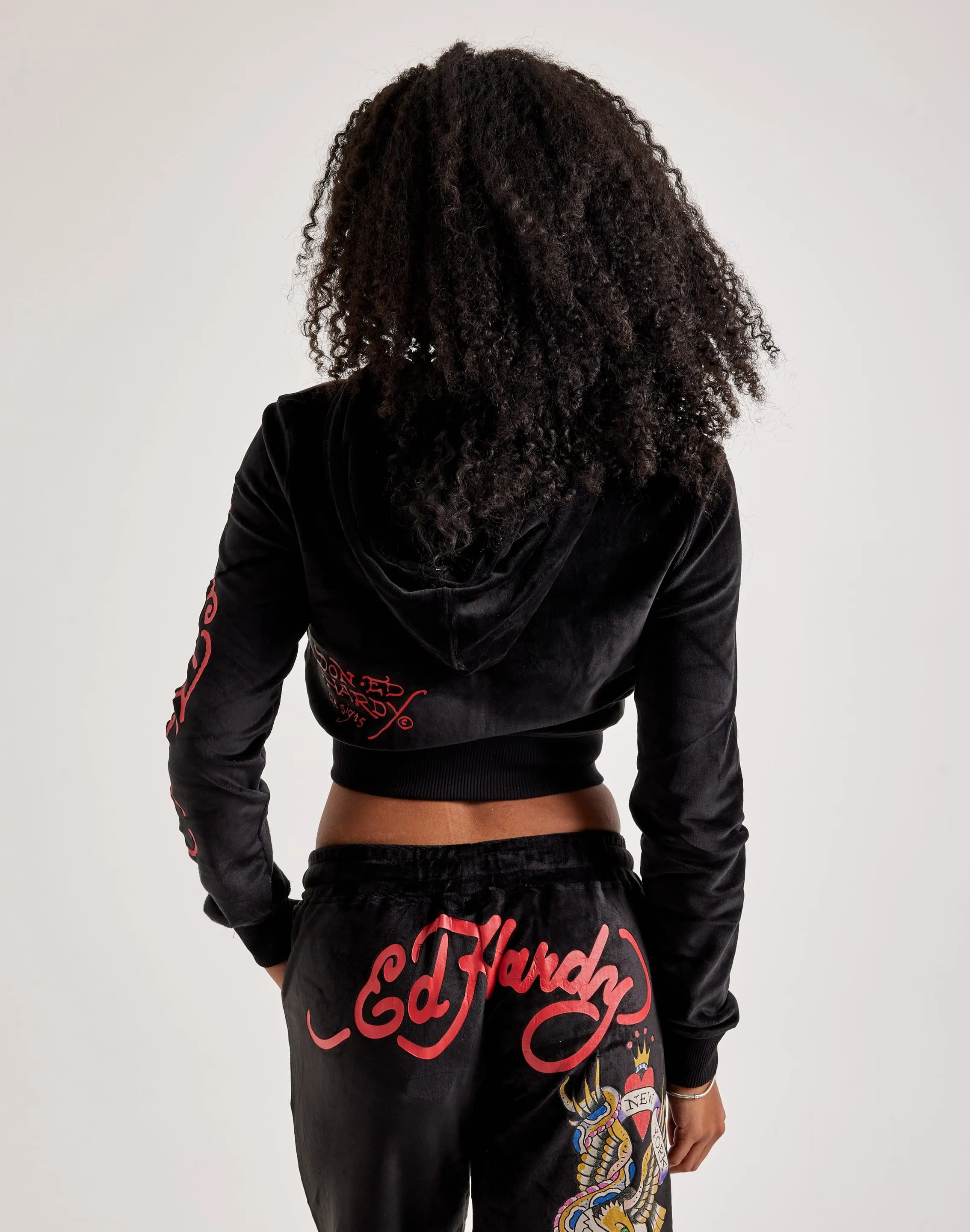 Ed Hardy NYC Skull Full-Zip Velour Hoodie