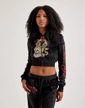 Ed Hardy NYC Skull Full-Zip Velour Hoodie