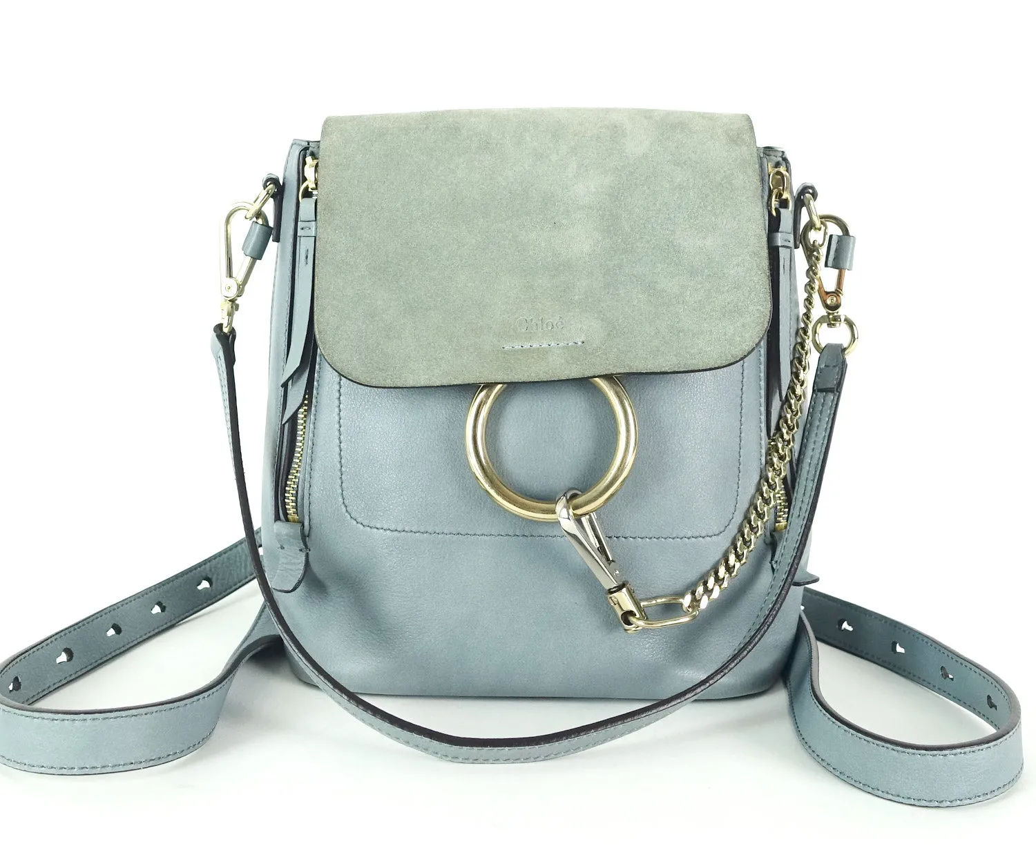 Faye Medium Suede and Calf Leather Backpack Bags_Chloé
