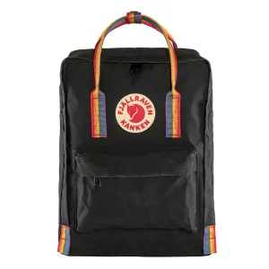 Fjallraven Kanken Classic Backpack Black Rainbow Pattern Fjällräven Kånken Bags