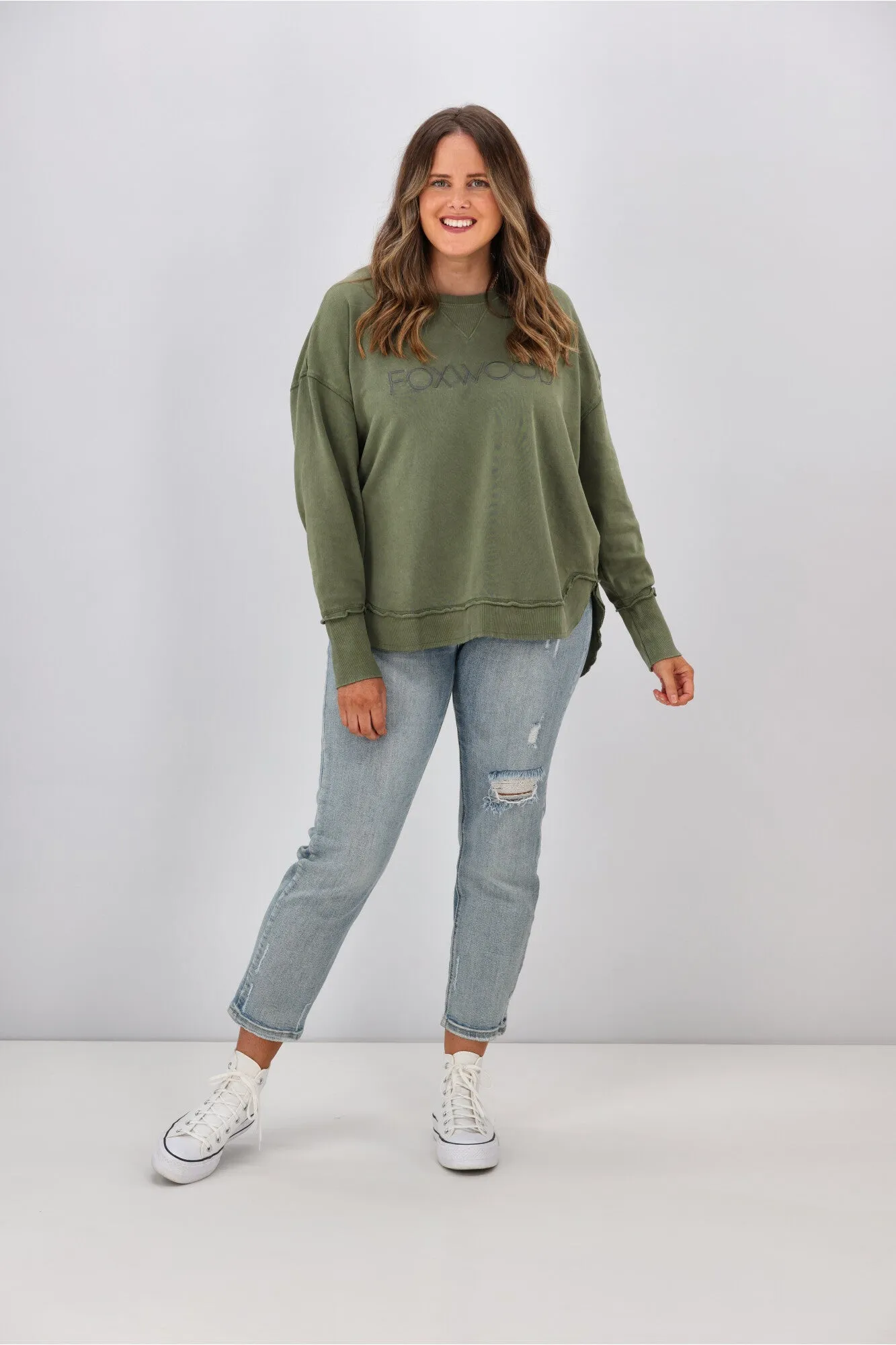 Foxwood Washed Simplified Crew Khaki
