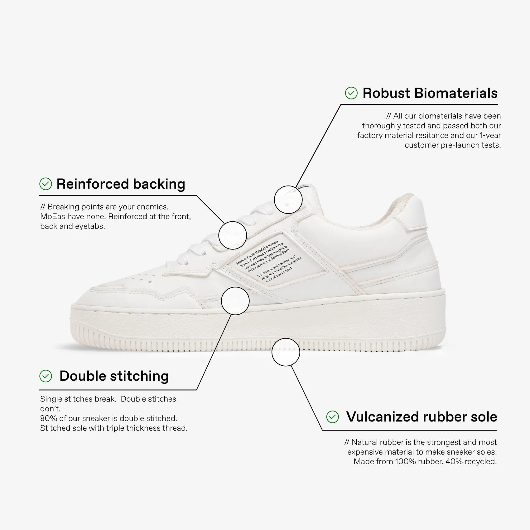 GEN1 Sneaker in White Plant Leather from MoEa