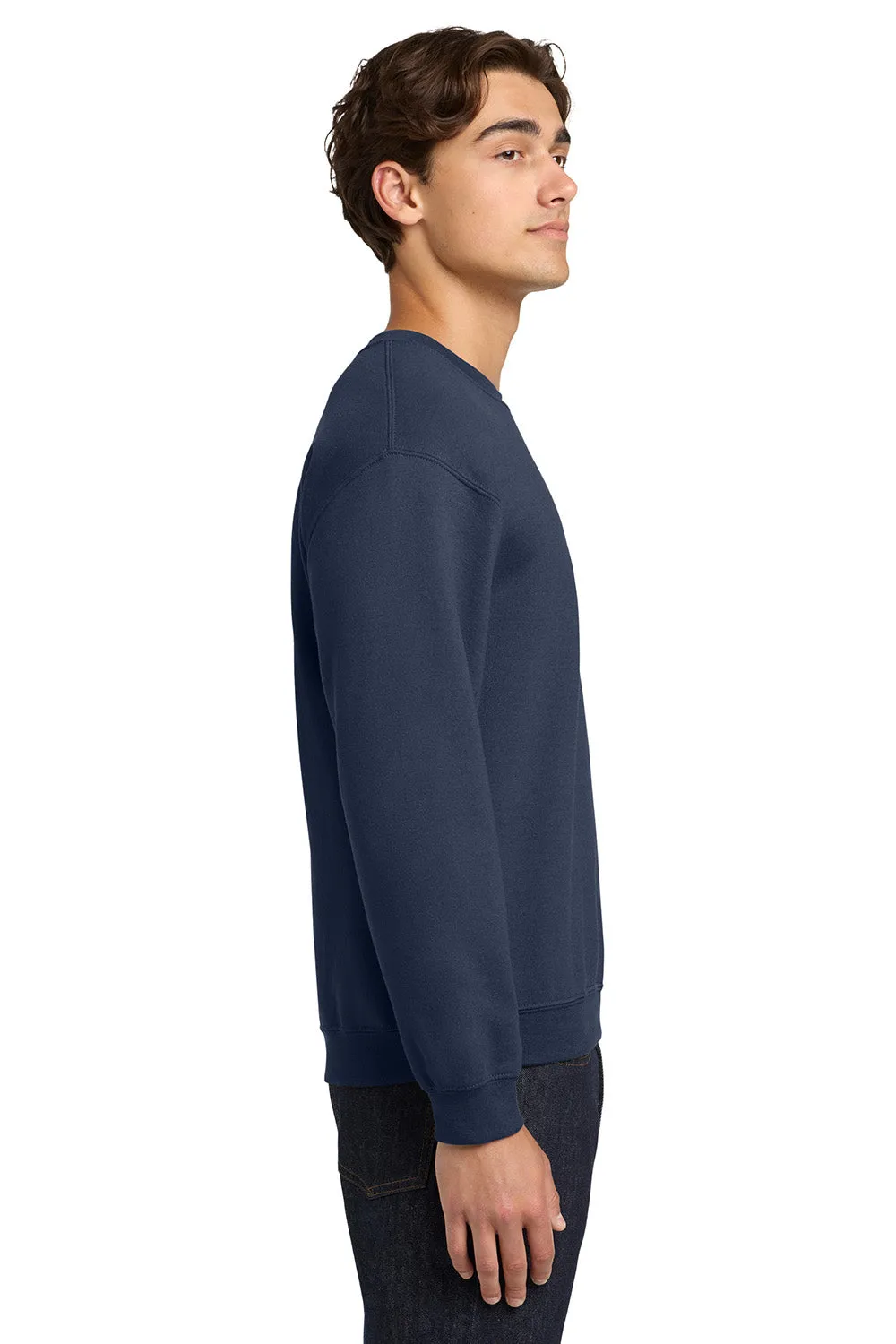 Gildan Mens Pill Resistant Fleece Crewneck Sweatshirt - Navy Blue
