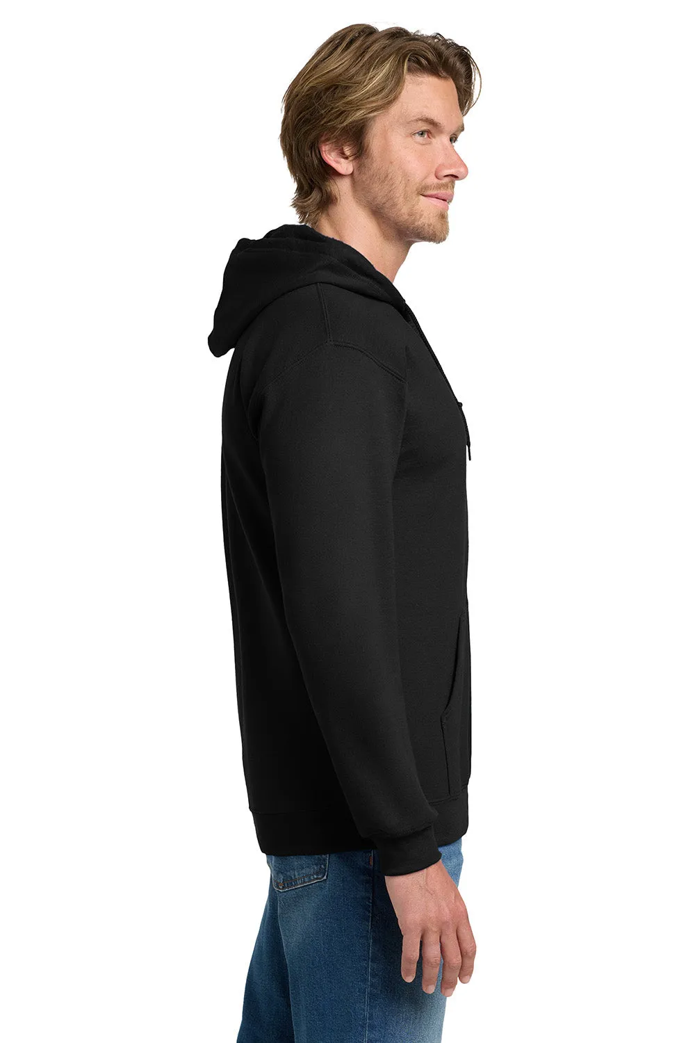 Gildan Mens Pill Resistant Full Zip Hooded Sweatshirt Hoodie w/ Pockets - Black